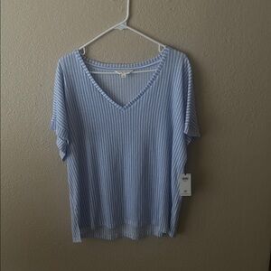 Laura Ashley Blue Striped Sleep Shirt NWT XL Soft Lounge Nightgown Pajama Top